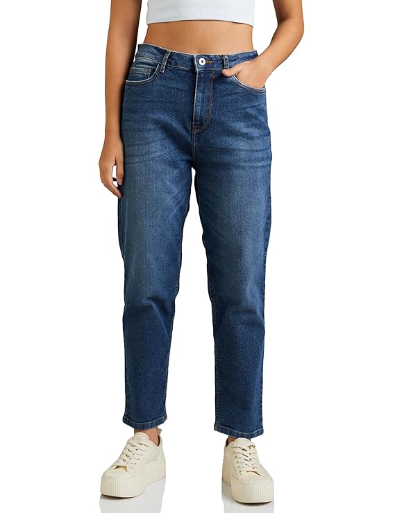 Amazon Brand - Symbol Women's MOM Fit Jeans (High Rise | Ankle Length) (Available in Plus Sizes)