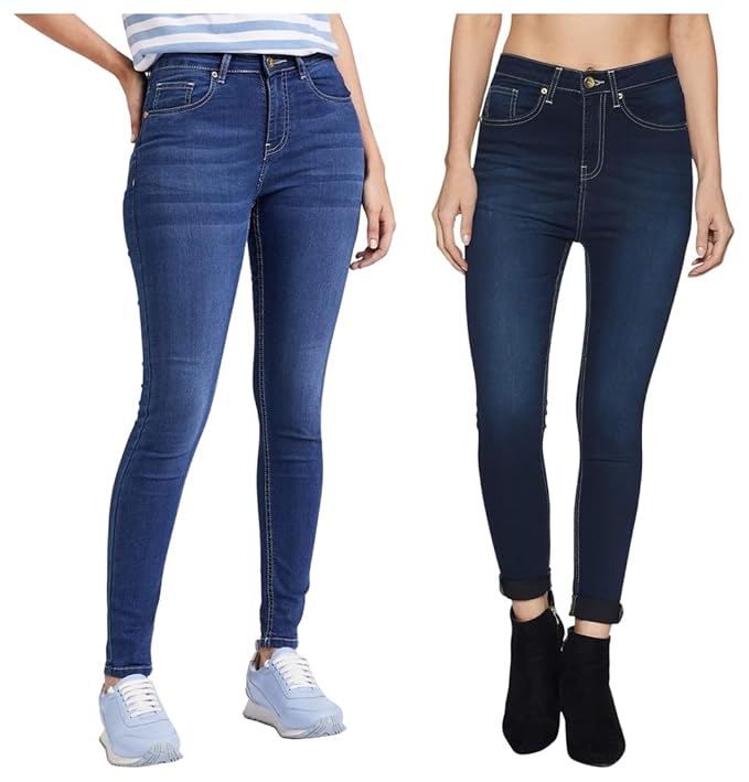 Amazon Brand - Symbol Women's Skinny Stretchable Jeans (SS19DNM002H_Light Blue_30) Women's Skinny Jeans (SS19DNM002G_Denim Blue_30)