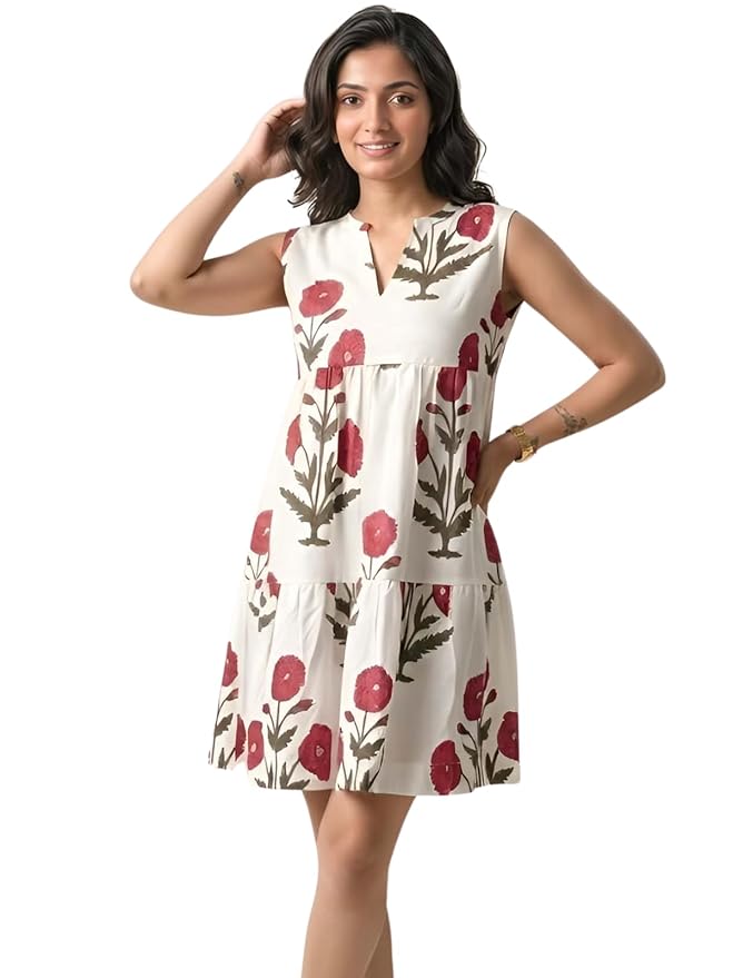 GRECIILOOKS Rayon Dress for Women | Western Midi One Piece Dress for Women | Casual Mini Summer Dresses for Beach & Stylish Party Outifits