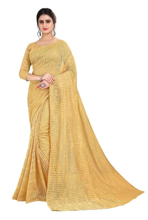 BUSSINESS DUG Designr Sarees Women's Silk Saree With Blouse Piece, YELLOW