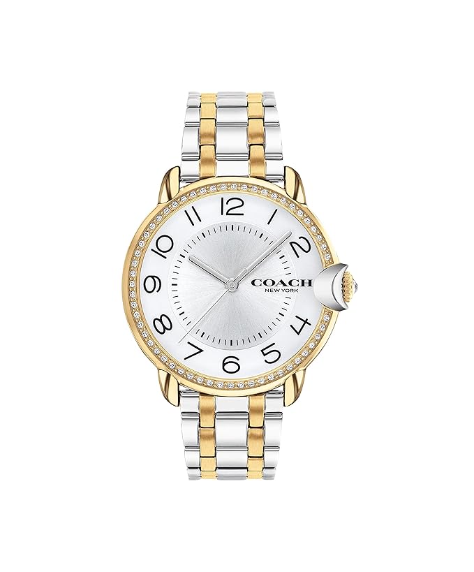 Coach Arden Qtz Basic Silver White Round Dial Women's Watch|Two Tone Stainless Steel & Crystals Material|Silver Color Band - 14503811