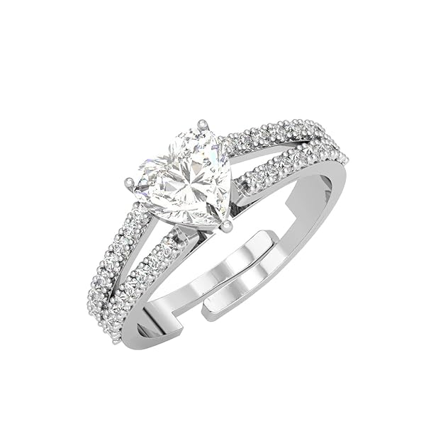 Clara 925 Sterling Silver Zilvia Heart Solitaire Pendant Earrings Chain Ring Jewellery Set | Platinum Plated, Swiss Zirconia |Gift for Women and Girls