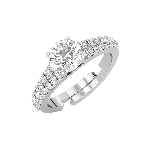 Clara Pure 925 Sterling Silver Solitaire Finger Ring with Adjustable Band | Gift for Women Girls Wife Girlfriend | Multiple Design Options