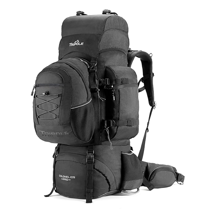 Tripole Colonel Pro Metal Frame Rucksack with Detachable Day Pack and Rain Cover for Trekking and Travelling | 5 Year Warranty