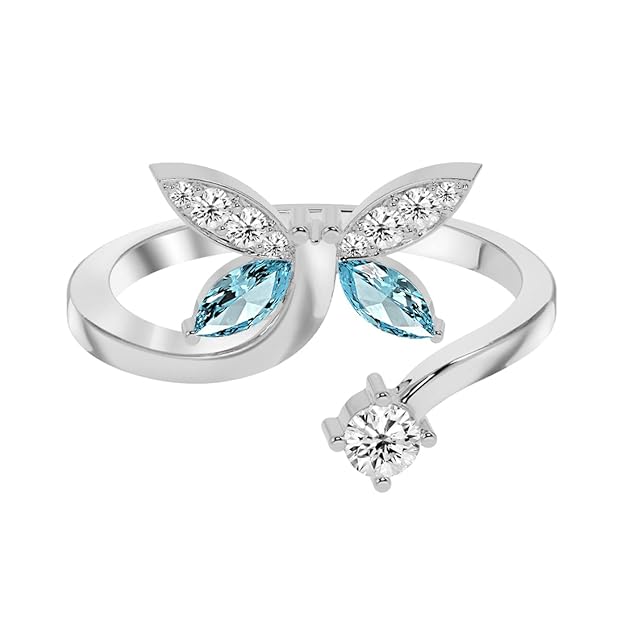 Clara 925 Sterling Silver Butterfly Pendant Earring Chain Bracelet Ring Jewellery Set | Rhodium Plated, Swiss Zirconia | Gift for Women & Girls
