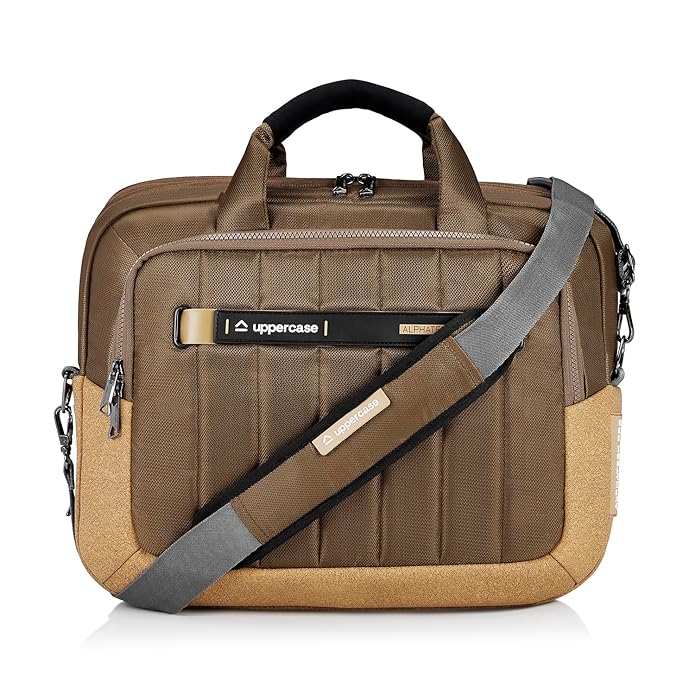 uppercase Alphatech Pro 04 Padded 15.6" Laptop & iPad Compartment Messenger Bag with Trolley Sleeve Quick Access Pockets Detachable Shoulder Strap Office Bag for Men & Women - 21 L