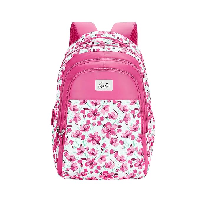Genie Camellia 27 litres Pink School Backpack (17 inch, Water Resistant)
