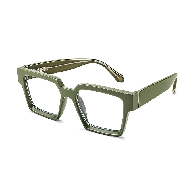 Karsaer Oversized Computer Glasses Frames for Women Men Square Thick Frame Eye Glasses for Men E1150
