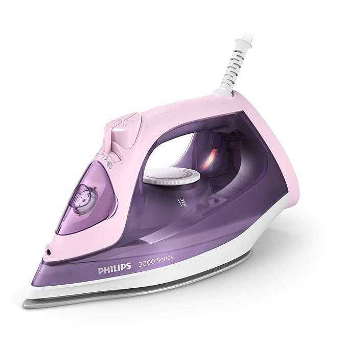 Philips Speed Pro DST3020/30 Steam Iron - World'S No 1 Ironing Brand, 35 Gm/Min Steam With 160 Gm Steam Boost, Ceramic Soleplate, Drip Stop Technology & 300 Ml Water Tank, 2200 Watts, Purple