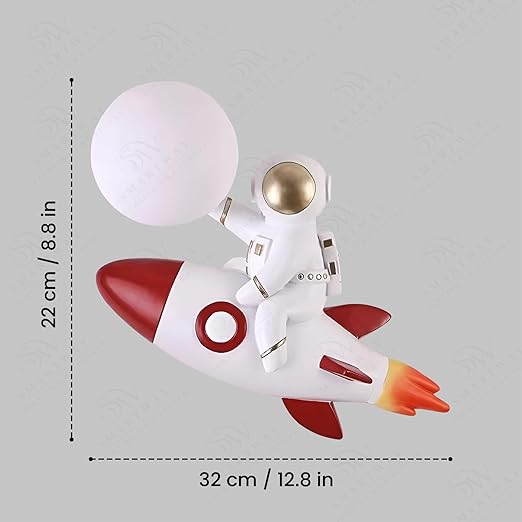 Smartway® Drovin Rocket Shape Wall Light | Astronaut & Moon Globe Kids Wall Lamp | G9 Bulb Holder with 3 Color Modes | Decorative Bedside Wall Light for Kids Bedroom, Living Room & Home Décor