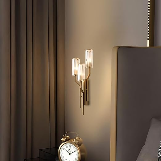 Smartway Dazzled Crystal Modern LED Wall Lamp | E14 3-Color LED Bulb Included | Decorative Wall Mount Light for Living Room, Bedroom & Bedside Home Decor