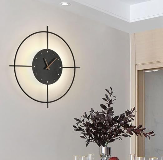 Smartway Auray 10 Watt Modern LED Wall Lamp with Clock | 3 Light Modes (Warm, Natural & Cool White) | Decorative Lamp for Living Room, Bedroom & Bedside | 1-Year Warranty