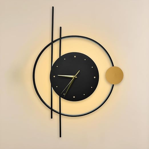 Smartway® Denric 6 Watt LED Wall Lamp with Clock Modern Decorative Wall Light with 3 Light Modes (Warm, Natural & Cool White) | Bedroom, Living Room & Bedside
