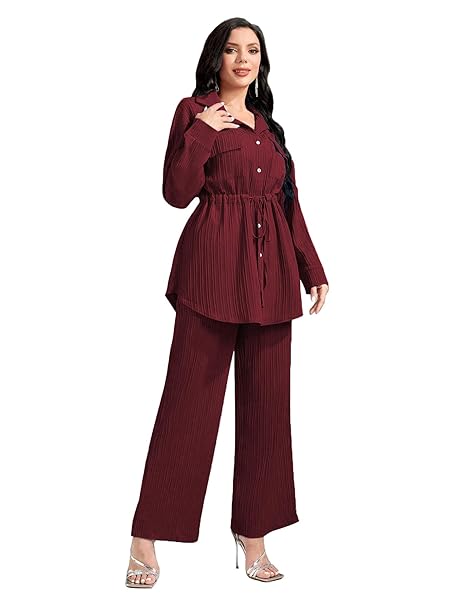 TADKEE Women's Polyester Striped Co-ord set