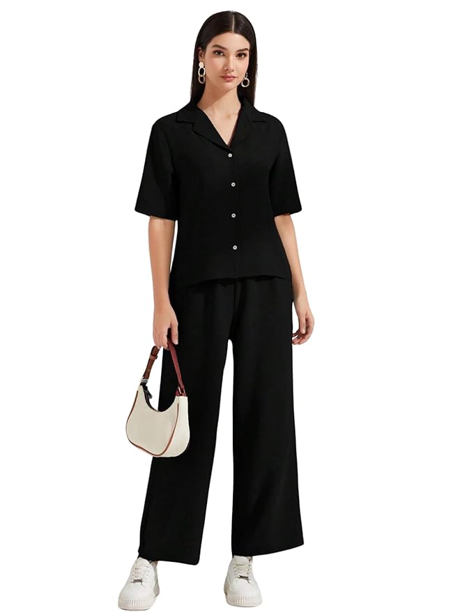 TOPLOT Women's Co-ord Set | Short Sleeve Top & Bottom | Stylish Matching Set | Comfortable Fit Wear | Trendy Look Styling | Easy Movement | Perfect for Casual (5232)