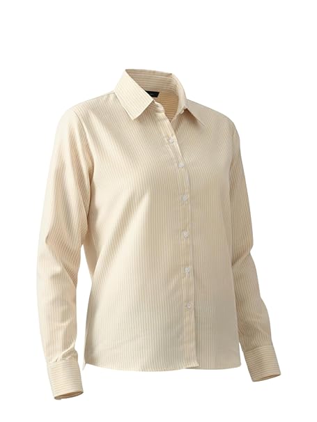 Women's Classic Striped Button-Down Shirt, Long Sleeve Business Casual Blouse