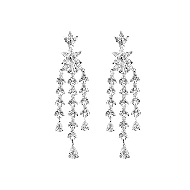 Clara 925 Sterling Silver Shiza Necklace Jewellery Set With Earrings | Rhodium Plated, Swiss Zirconia stone | Gift for Women and Girls