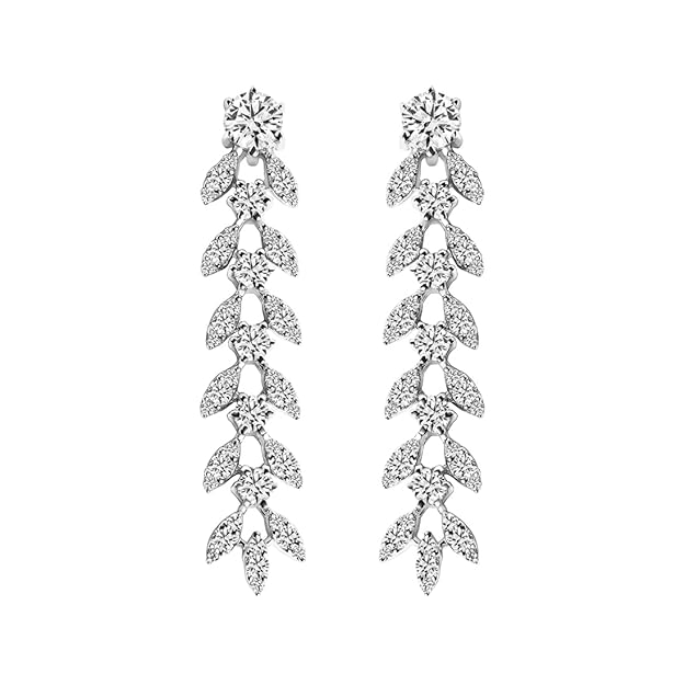 Clara 925 Sterling Silver Aiza Necklace Jewellery Set With Earrings | Rhodium Plated, Swiss Zirconia stone | Gift for Women and Girls