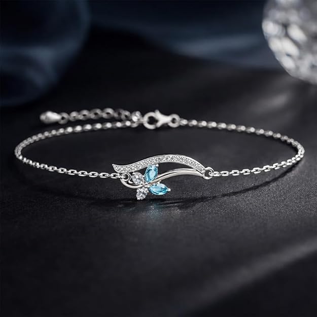 Clara 925 Sterling Silver Butterfly Pendant Earring Chain Bracelet Ring Jewellery Set | Rhodium Plated, Swiss Zirconia | Gift for Women & Girls