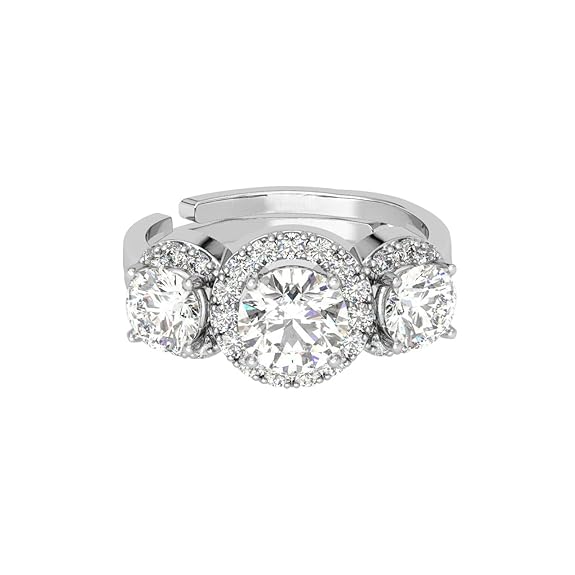 Clara Pure 925 Sterling Silver Solitaire Finger Ring with Adjustable Band | Gift for Women Girls Wife Girlfriend | Multiple Design Options