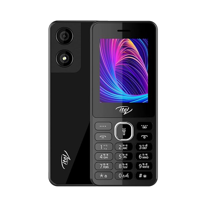itel it5262-2.4 inch Big Display with Premium Glass Like Back Design, 2000 mAh Battery, Auto Call Recording and Type C Charger_ Black