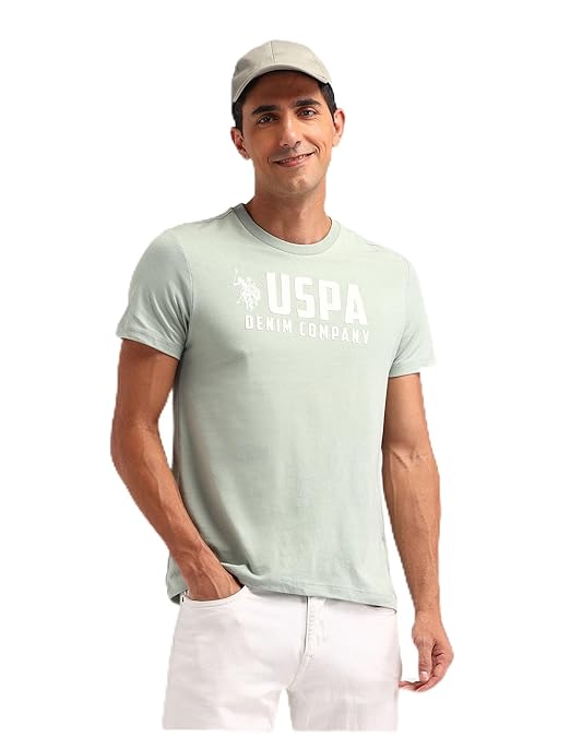 U.S. POLO ASSN. Denim Co. Mens White Half Sleeve Cotton Fitted T-Shirt