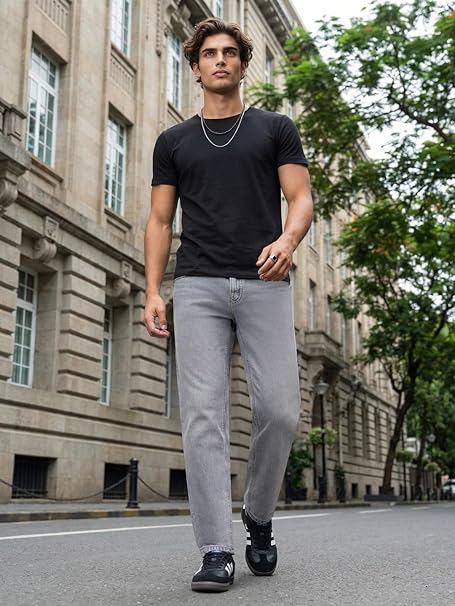 Urbano Fashion Men's Relaxed Fit Washed Denim Jeans Non-Stretchable