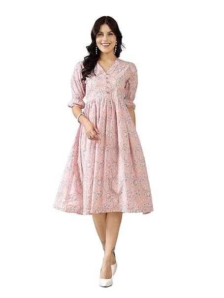 Stylum Women's Ethnic Printed Cotton Flared Dress