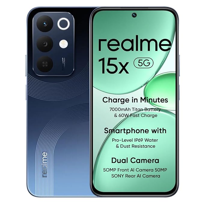 realme 15X 5G Smartphone 6+128GB, 6.8-inch Screen, 144Hz Display,7000mAh Battery, 60W Fast Charging, 50+50MP AI Camera,Dimensity 6300 6nm Octa-core chipset Processor, IP69, Maroon Red