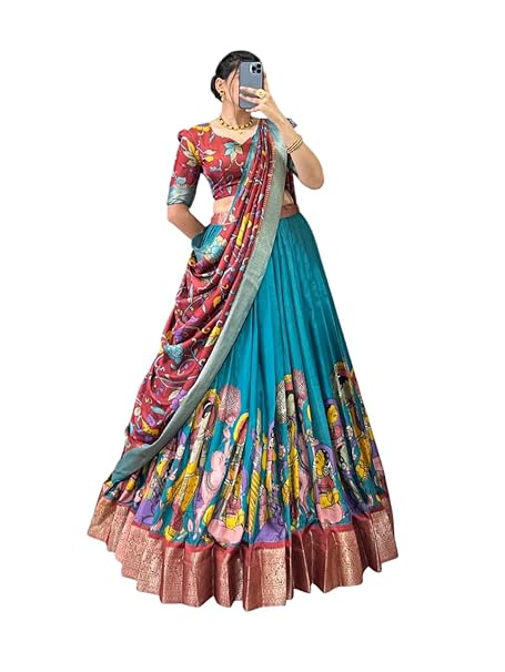 Women's Lehenga Choli | Tussar Silk With Patola Print with Foil Work With Solid And Unstitched Blouse Lehenga Choli With Dupatta