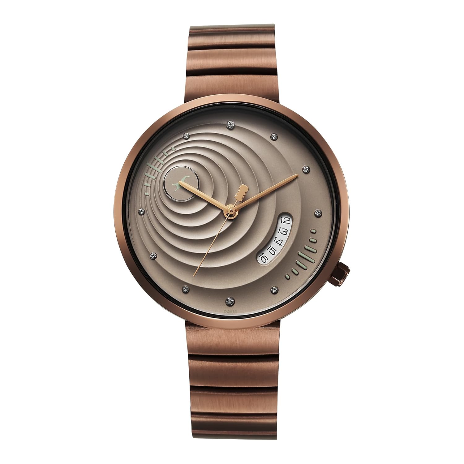 Fastrack Groove Quartz Analog Beige Dial Stainless Steel Strap Watch for Women