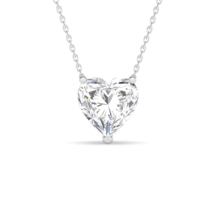 Clara 925 Sterling Silver Heart's Desire Solitaire Pendant Earrings Chain Necklace Jewellery Set | Platinum Plated, Swiss Zirconia | Gift for Women and Girls