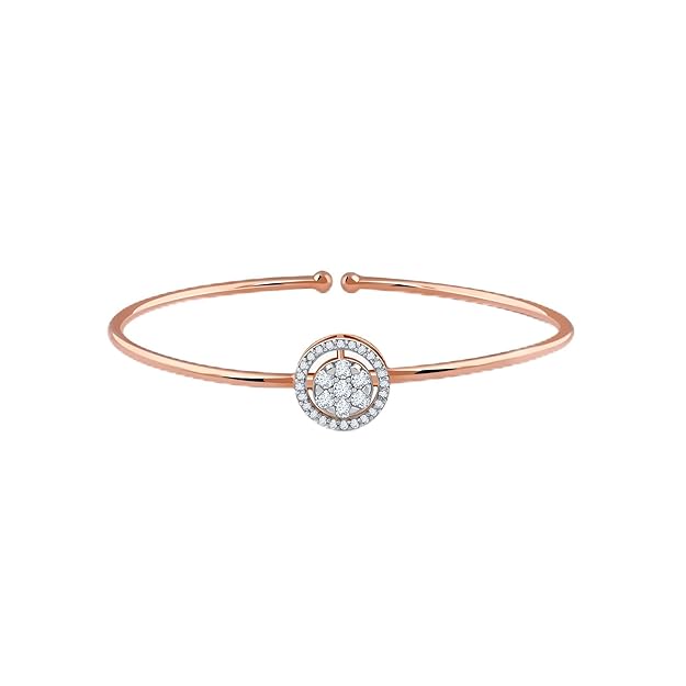 GIVA 14K Rose Gold Aster Halo Lab Grown Diamond Bangle|With Certificate of Authenticity & BIS-Hallmarked Gold Jewellery