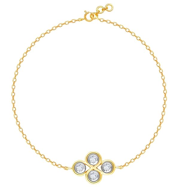 GIVA 14K Yellow Gold Heavenly Floral Diamond Bracelet| Diwali Gifts for Women & Girls| With Certificate of Authenticity & BIS-Hallmarked Gold Jewellery | 6 Months Warranty*