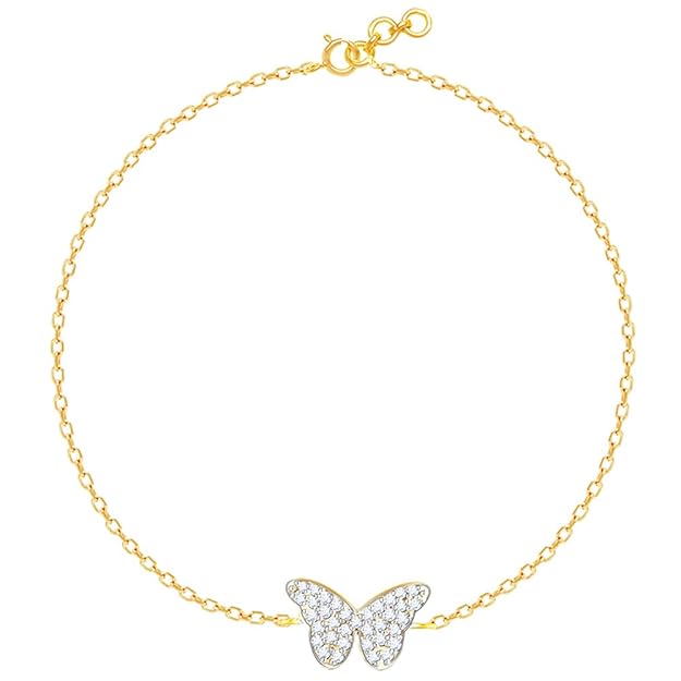 GIVA 14K Yellow Gold Mysterious Butterfly Diamond Bracelet| Diwali Gifts for Women & Girls| With Certificate of Authenticity & BIS-Hallmarked Gold Jewellery | 6 Months Warranty*