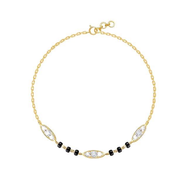 GIVA 18K Gold Isha Diamond Mangalsutra Bracelet|With Certificate of Authenticity & BIS-Hallmarked Gold Jewellery