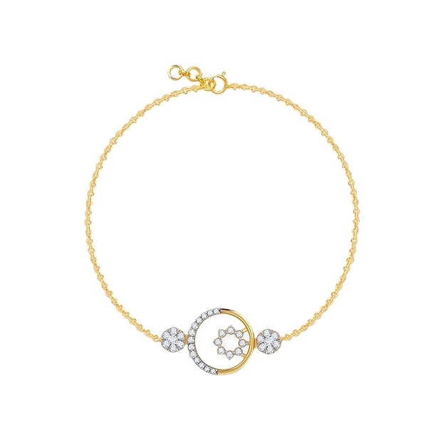 GIVA 14K Gold Circular Magic Diamond Bracelet|With Certificate of Authenticity & BIS-Hallmarked Gold Jewellery