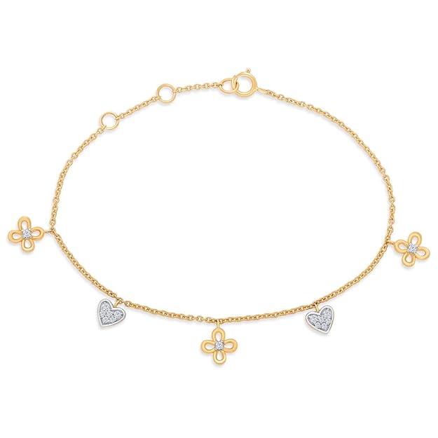 P.N.Gagdil Jewellers 14 Karat Yellow Gold & Diamond IJ/SI Certified Gold Charm Bracelet For Women SG21542BR