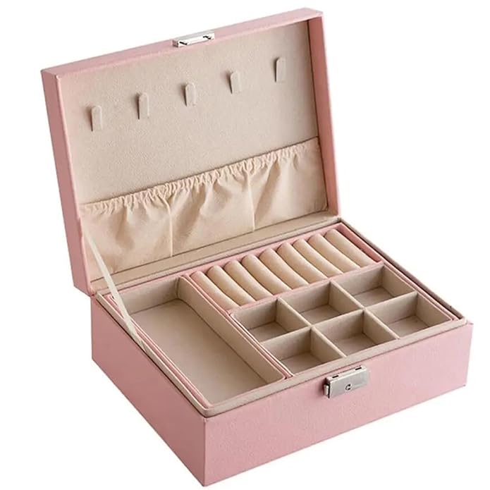 Shining Diva Fashion Jewellery Organisers Box PU Leather Storage Case for Rings, Earrings, Necklace Jewelry Organizer for Women Travel