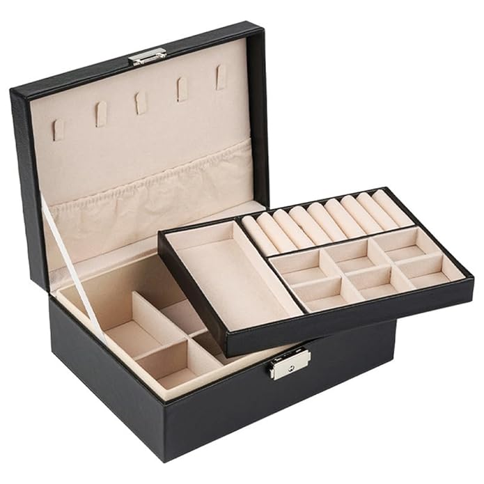 Shining Diva Fashion Jewellery Organisers Box PU Leather Storage Case for Rings, Earrings, Necklace Jewelry Organizer for Women Travel
