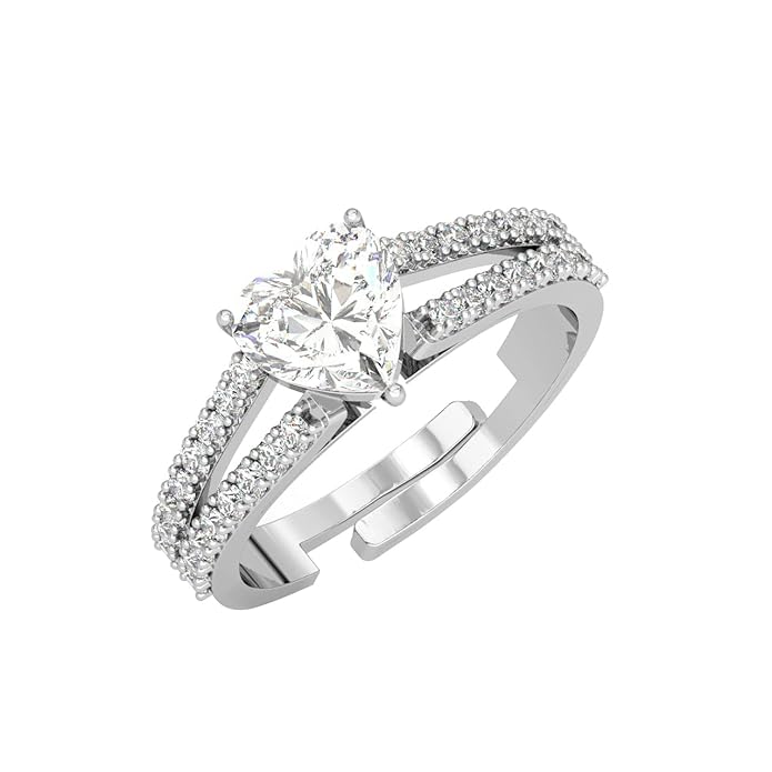 Clara 925 Sterling Silver Zilvia Heart Solitaire Pendant Earrings Chain Ring Bracelet Jewellery Set | Platinum Plated, Swiss Zirconia |Gift for Women and Girls