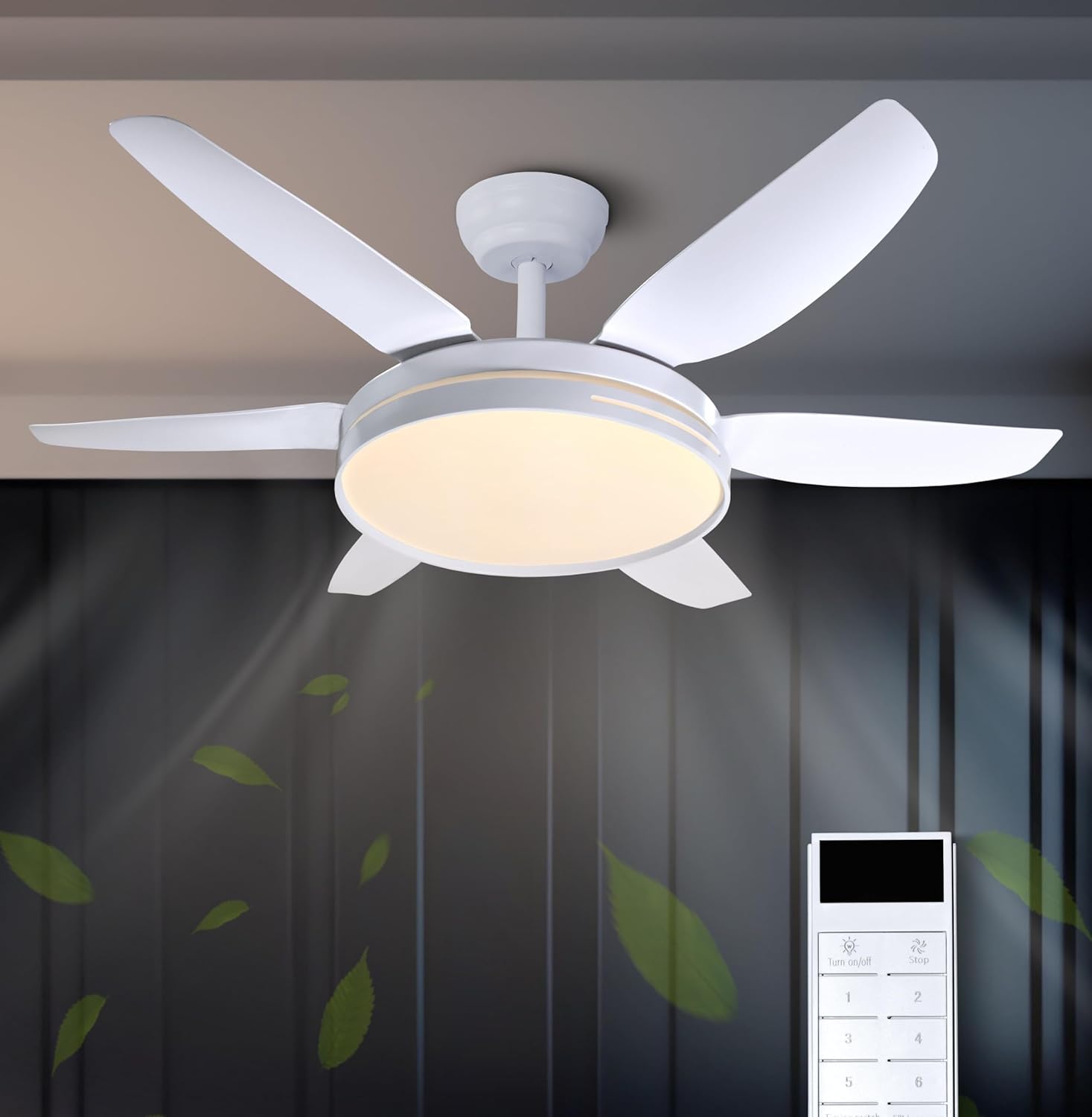 Smartway 58W Dylan White Ceiling Fan Chandelier with BLDC Noiseless Motor | ABS Blades | Modern LED Decorative Light with 3 Color Modes | Remote, App & Voice Assist for Living Room, Dining & Bedroom