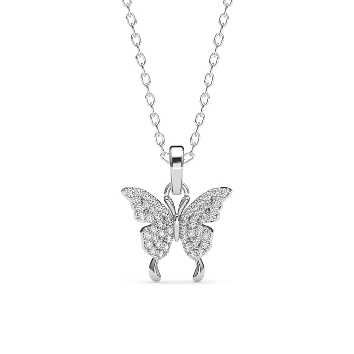 Clara 925 Sterling Silver Fia Butterfly Pendant Earrings Chain Bracelet Anklet Ring Jewellery Set for Women & Girls| Platinum Plated | Gift for her