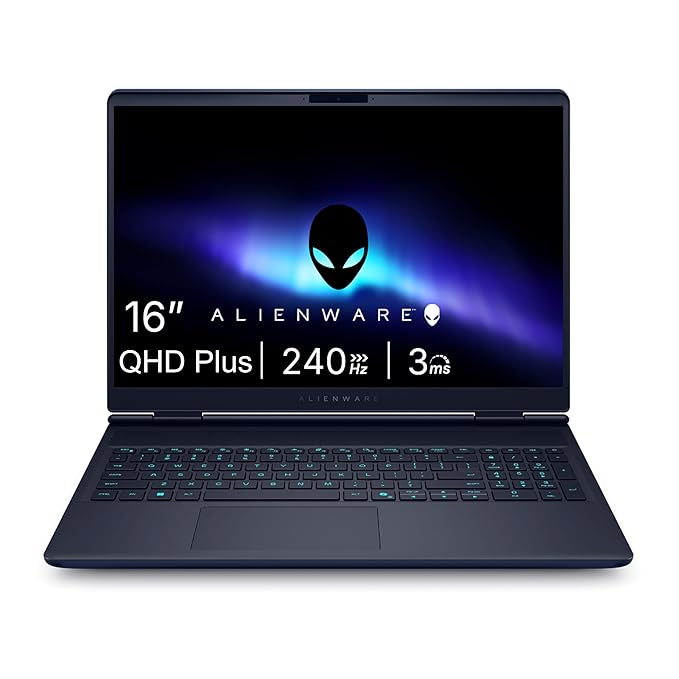 Alienware 16X Aurora Gaming Laptop, AI Enabled Intel Core Ultra9 HX Processor, 32GB DDR5, 1TB SSD, NVIDIA GeForce RTX 5070, 8GB GDDR7, 16" QHD+ 240Hz Display, Backlit KB, Interstellar Indigo, 2.66kg