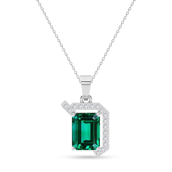 Clara 925 Sterling Silver Green Pendant Necklace with Chain for Women & Girls | Platinum Plated |Minimal Daily Wear | Gift for her