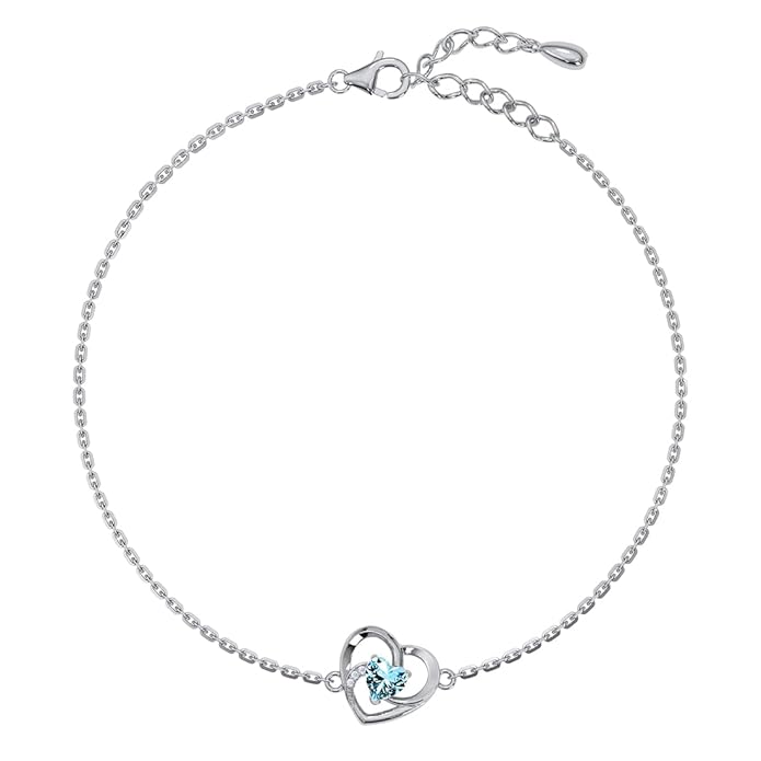 Clara 925 Sterling Silver Olesya Heart Pendant Earrings Chain Bracelet Anklet Ring for Women & Girls| Platinum Plated | Gift for her
