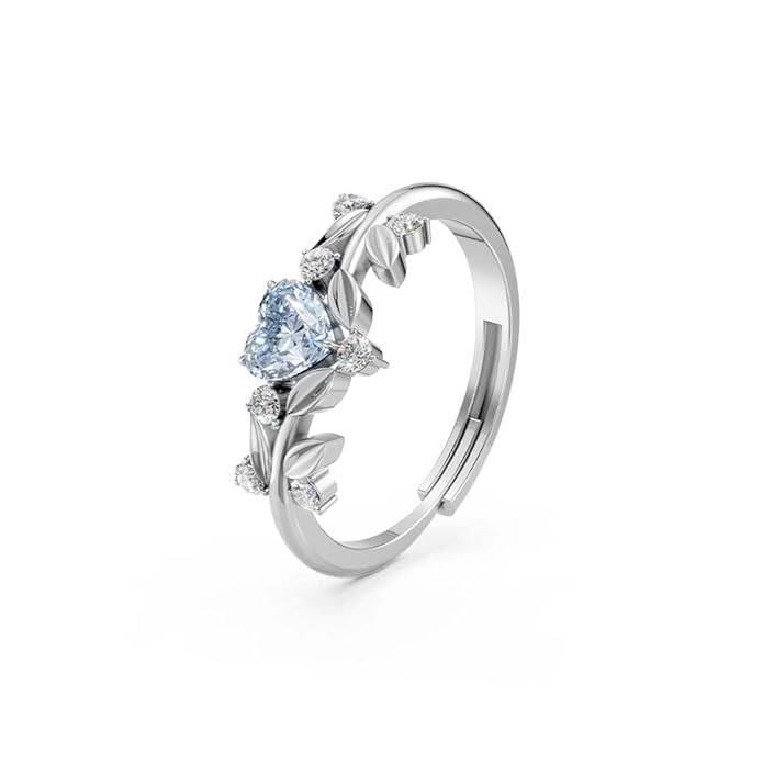 Miss Highness 925 Sterling Pure Silver Ring for Women and Girls, Heart Promise Ring, Adjustable Size, Minimal Jewellery with Authenticity Certificate, Birthday, Anniversary, Gift for Wife & Girlfriend