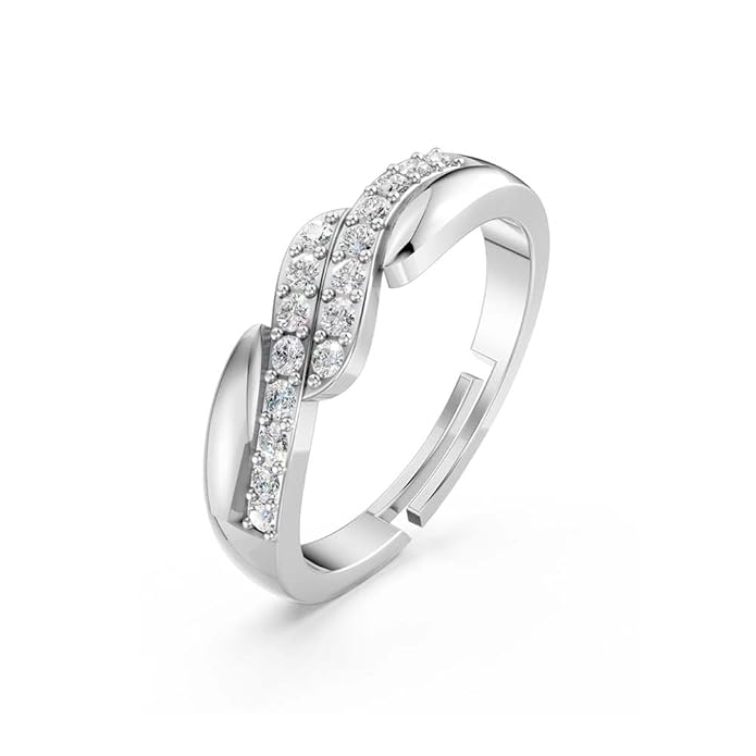 Miss Highness 925 Sterling Pure Silver Ring for Women, Infinity Rings, Adjustable Size, Daily Wear Silver Jewellery, with Certificate of Authenticity, Birthday, Anniversary, Gift for Wife & Girlfriend
