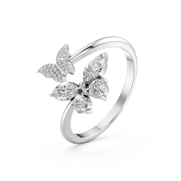 Miss Highness 925 Sterling Pure Silver Ring for Women, Butterfly Rings, Adjustable Size, Daily Wear Silver Jewellery with Certificate of Authenticity, Birthday, Anniversary, Gift for Wife & Girlfriend