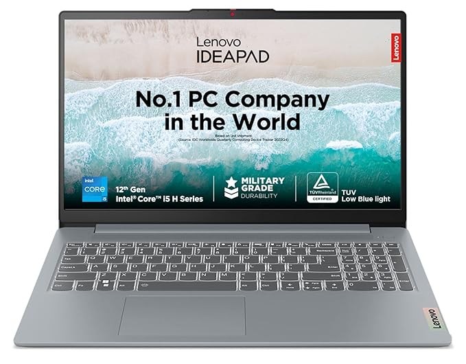 Lenovo IdeaPad Slim 3, 12th Gen Intel Core i5-12450H (16GB LPDDR5, 512GB SSD), Anti-glare, FHD 15.6"(39.6cm), Win 11, Office Home 2024, Arctic Grey, 1.62Kg, 83ER00MDIN, Thin & Light, Backlit KB Laptop Visit the Lenovo Store